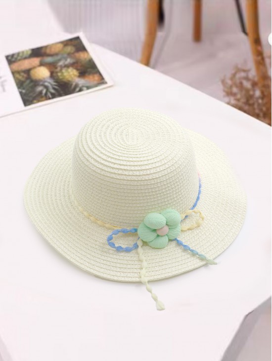 Kid's Crochet Mini Sunhat W/ Flower